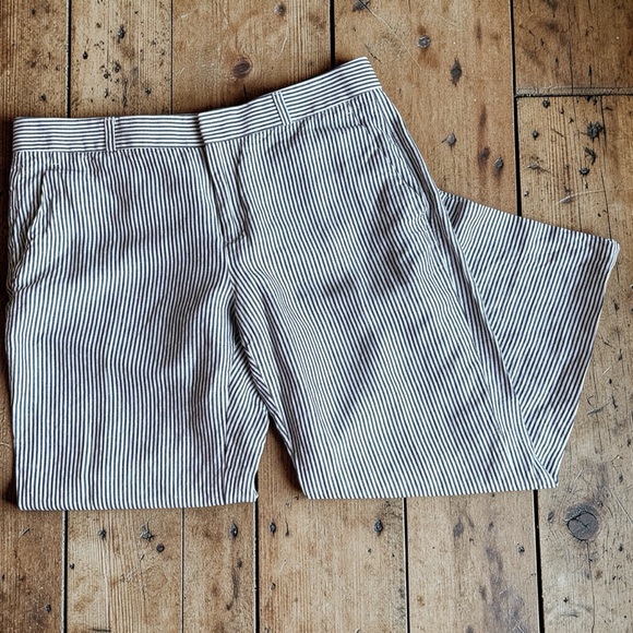 Banana Republic Logan Cropped Pants Size 8 Black White Stripe Linen Blend Ankle - Picture 6 of 12